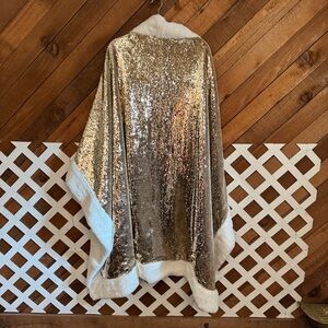 Pier 1 Imports cream and gold sequin holiday throw blanket